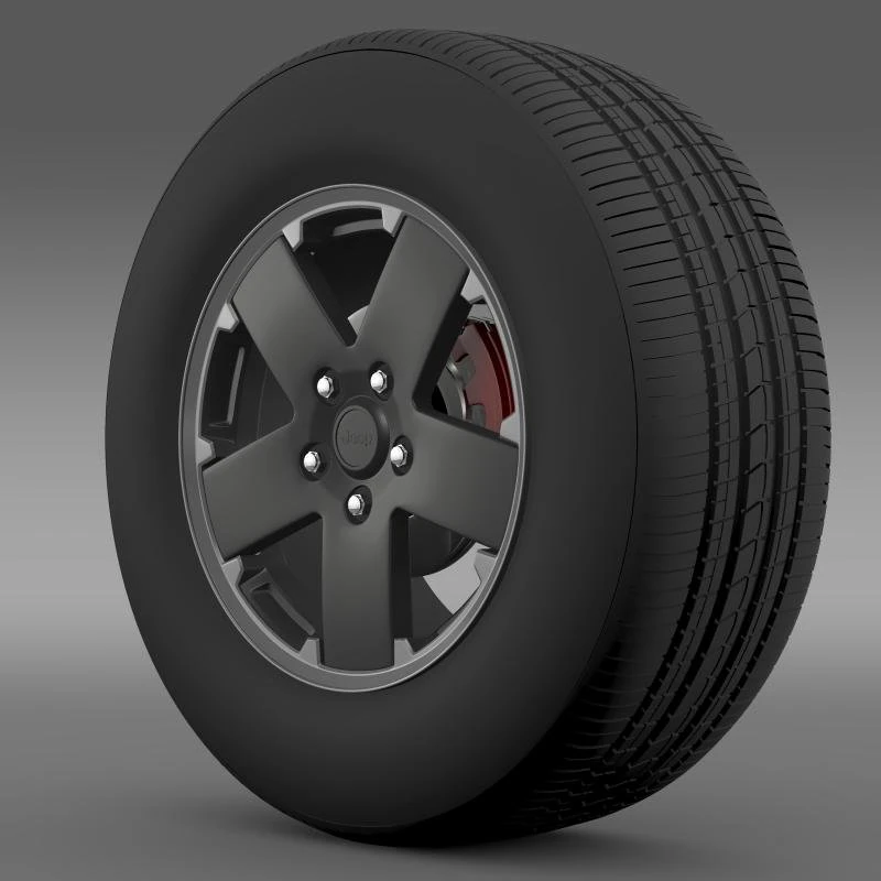 jeep wrangler black wheel 3D Model .c4d .max .obj .3ds .fbx .stl .blend