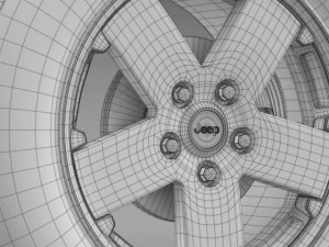 jeep wrangler black wheel Model 3D