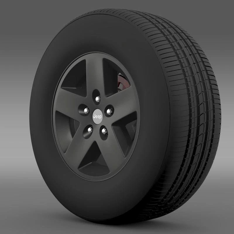 jeep wrangler rubicon black wheel 3D Model .c4d .max .obj .3ds .fbx .stl .blend 