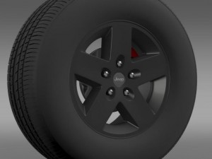 jeep wrangler rubicon black wheel Modelo 3D