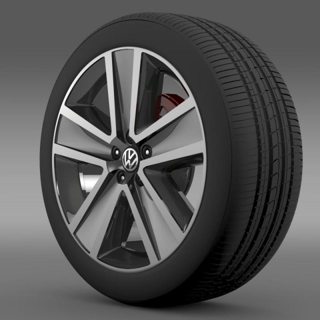 vw crosspolo 2011 wheel Modelo 3D .c4d .max .obj .3ds .fbx .stl .blend 