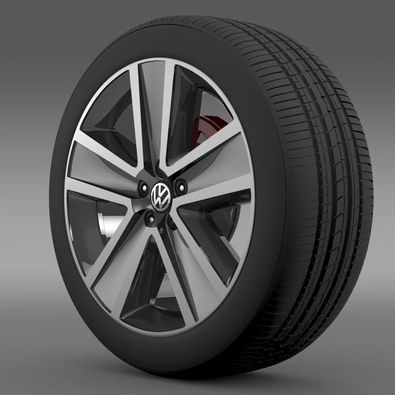 vw crosspolo 2011 wheel 3D Model .c4d .max .obj .3ds .fbx .stl .blend