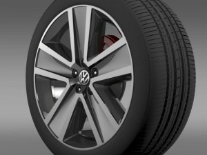 vw crosspolo 2011 wheel 3D Model