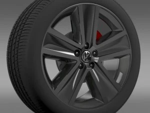 vw crosspolo 2011 wheel 3D Model