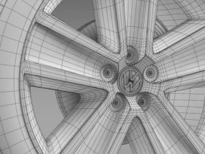vw crosspolo 2011 wheel 3D Model