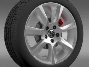 vw polo 2010 sedan wheel Model 3D