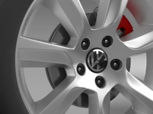 vw polo 2010 sedan wheel 3D Model