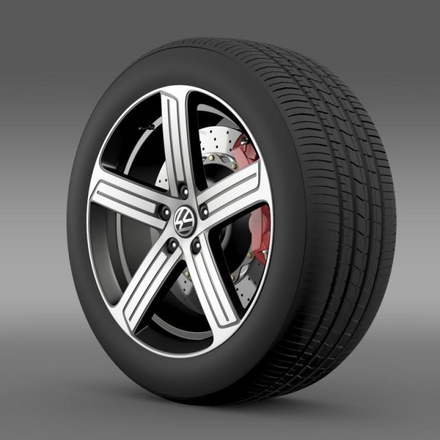 volkswagen golf r wheel Modelo 3D .c4d .max .obj .3ds .fbx .stl .blend 