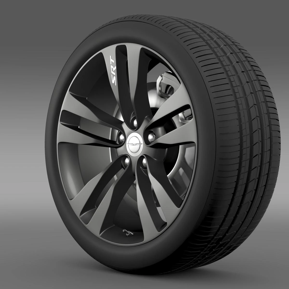 chrysler 300 srt8 satin vapor wheel 3D Model .c4d .max .obj .3ds .fbx .stl .blend