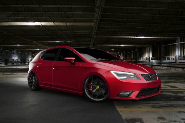 Red seat leon mk3 with black rims on Craiyon