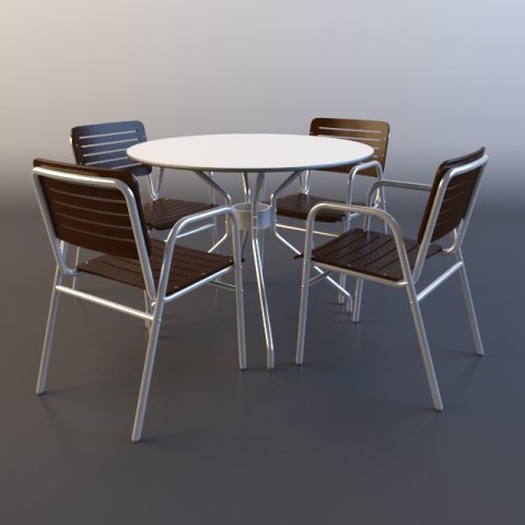 outdoor chair  table Model 3D .c4d .max .obj .3ds .fbx .stl .blend 