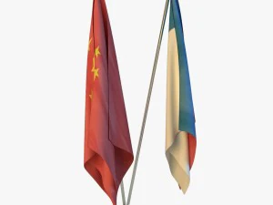 flag stand two 3D Model