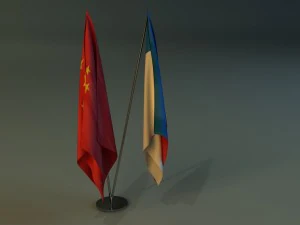 flag stand two 3D Model