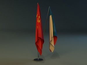 flag stand two 3D Model