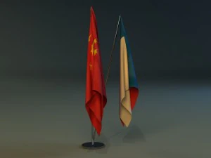flag stand two 3D Model