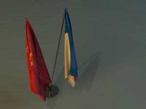 flag stand two 3D Model