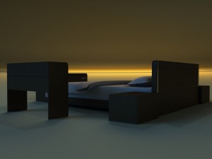 bed dark wood Model 3D