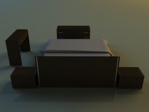 bed dark wood Model 3D
