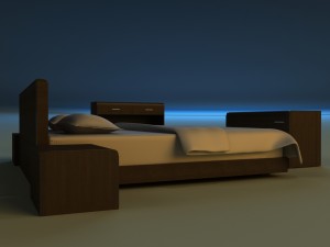 bed dark wood Model 3D