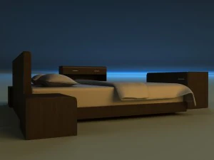 bed dark wood 3D Model