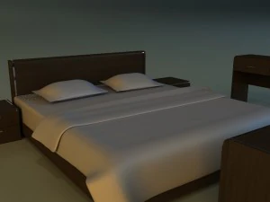 bed dark wood 3D Model