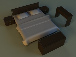 bed dark wood Model 3D