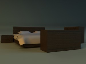 bed dark wood Model 3D