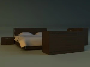 bed dark wood 3D Model