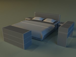 bed dark wood Model 3D
