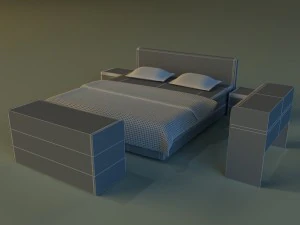 bed dark wood 3D Model