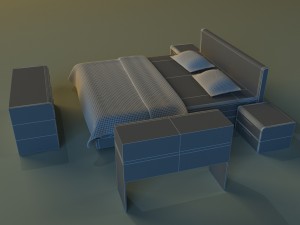 bed dark wood Model 3D