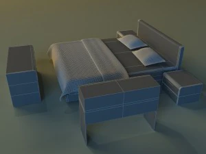 bed dark wood 3D Model