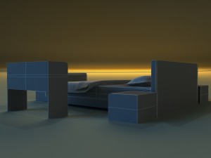 bed dark wood Model 3D