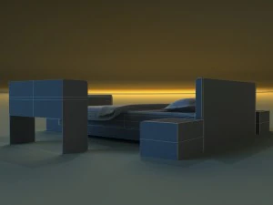 bed dark wood 3D Model