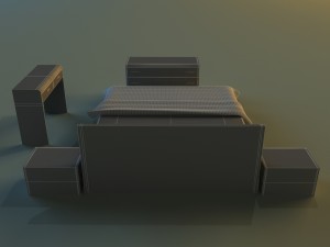 bed dark wood Model 3D