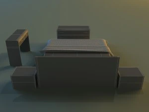 bed dark wood 3D Model