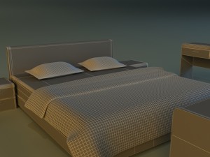 bed dark wood Model 3D