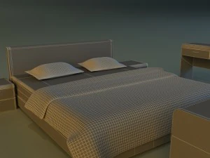 bed dark wood 3D Model