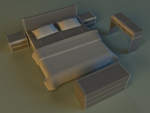 bed dark wood Model 3D