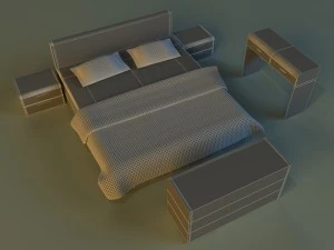 bed dark wood 3D Model