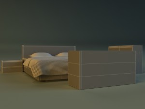 bed dark wood Model 3D