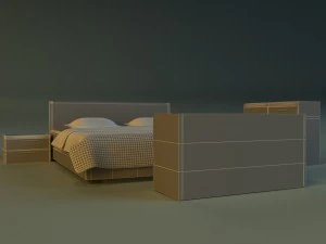 bed dark wood 3D Model