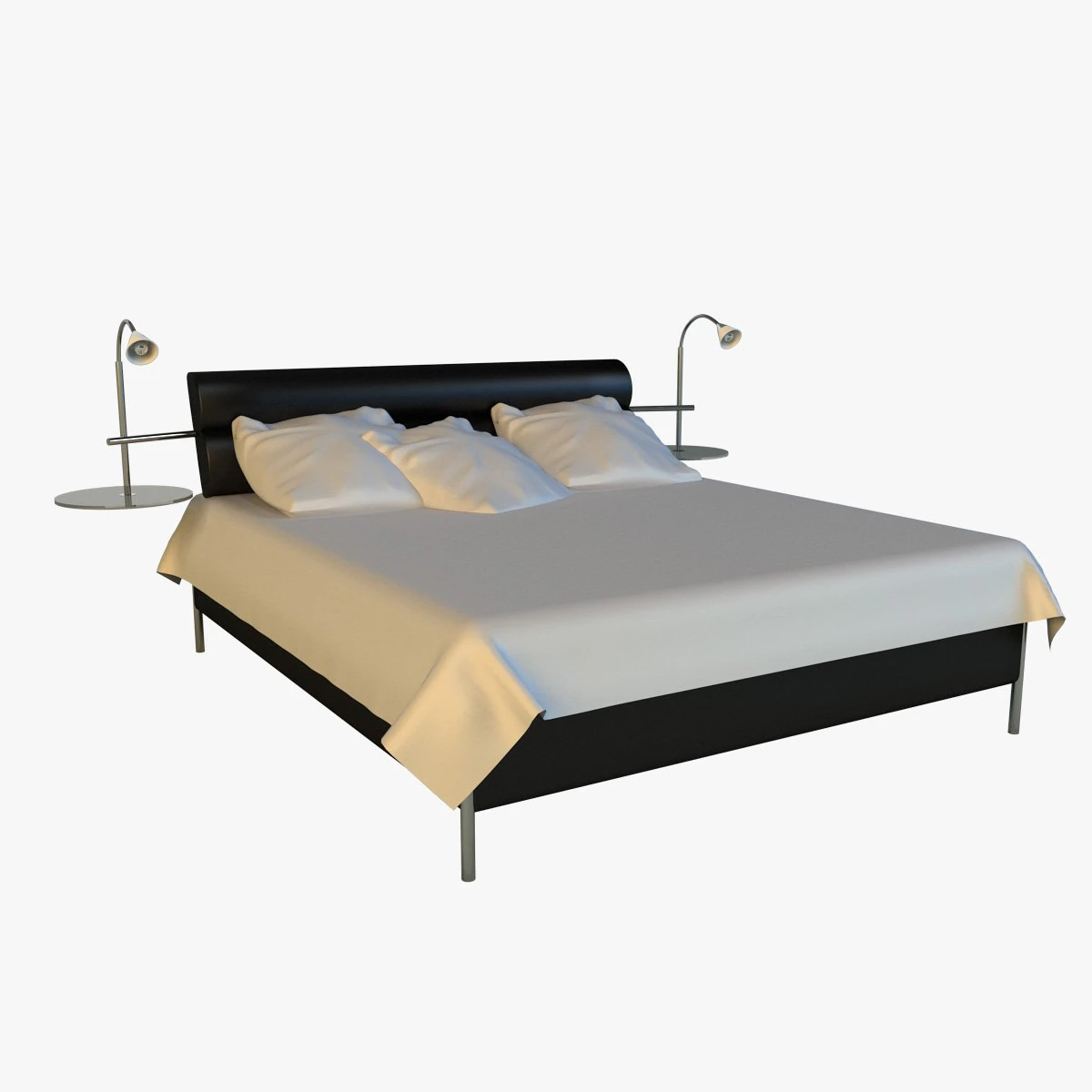 bed with a leather base 3D Model .c4d .max .obj .3ds .fbx .stl .blend 