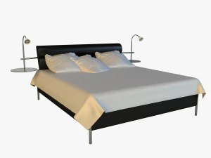 lit avec base en cuir Modèle 3D