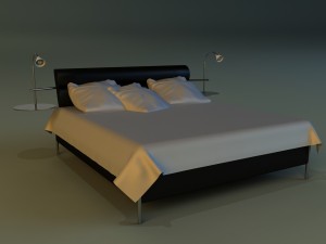 bed with a leather base Modelo 3D
