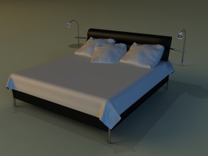 bed with a leather base Modelo 3D