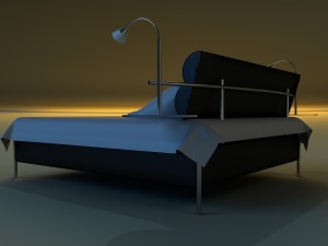 bed with a leather base Modelo 3D