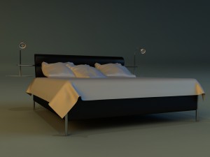 bed with a leather base Modelo 3D