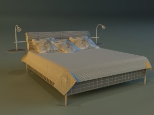 bed with a leather base Modelo 3D