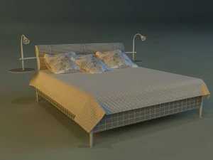 bed with a leather base 3D Model